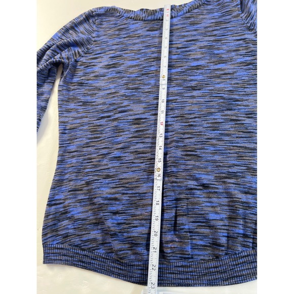 THE LIMITED Blue Black Heathered Knit Boat Neck 3/4 Sleeve Top Women's Size L - Picture 5 of 8